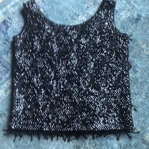 Black vintage sequined beaded sleeveless top